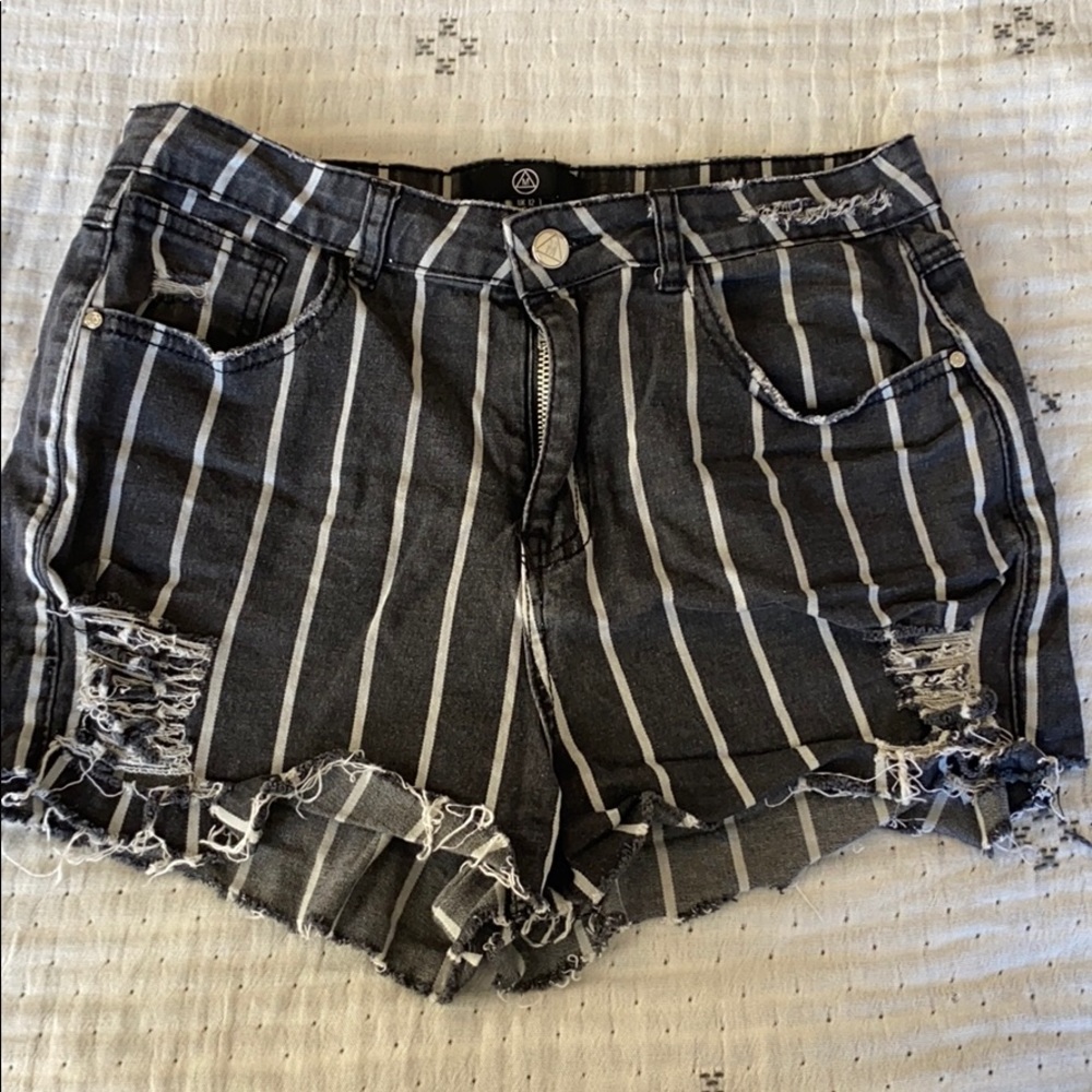 Missguided striped denim shorts